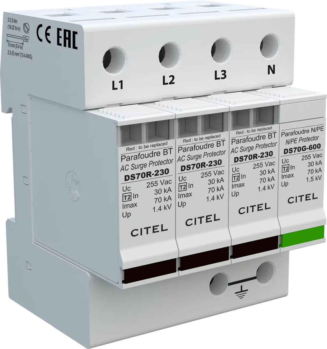 Устройство защиты от импульсных перенапряжений Citel DS74R-230/G (491512), тип 2
