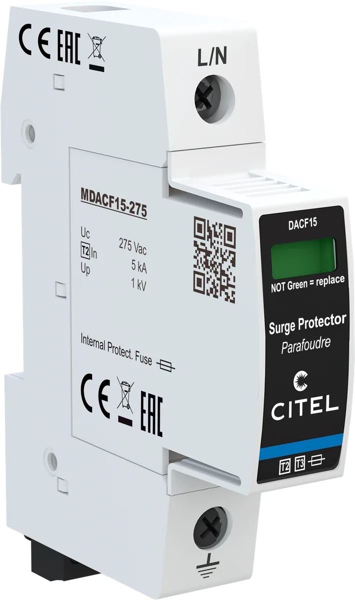 Устройство защиты от импульсных перенапряжений Citel DACF15S-10-275 (821310221), тип 2, встроенный предохранитель