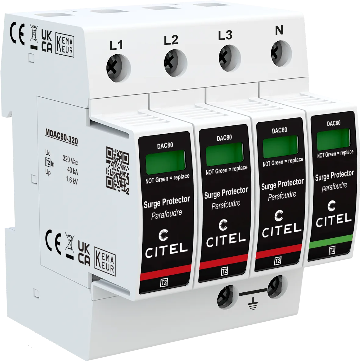 Устройство защиты от импульсных перенапряжений Citel DAC80-31-320 (821210334), тип 2, Imax 80 кА