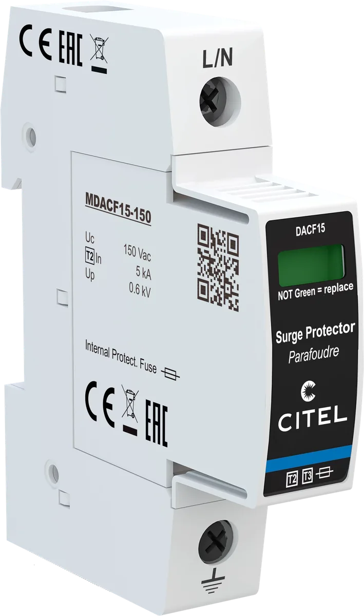 Устройство защиты от импульсных перенапряжений Citel DACF15-10-150 (821310111), тип 2, встроенный предохранитель