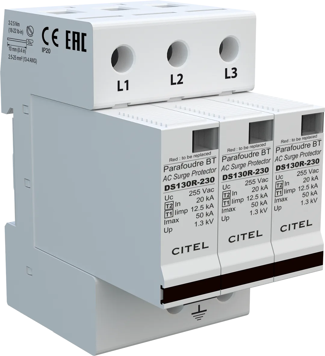 Устройство защиты от импульсных перенапряжений Citel DS133R-230 (571503), тип 1+2
