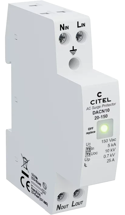 Устройство защиты от импульсных перенапряжений Citel DACN10-20-150 (70113011), тип 2 (или 3), моноблочный