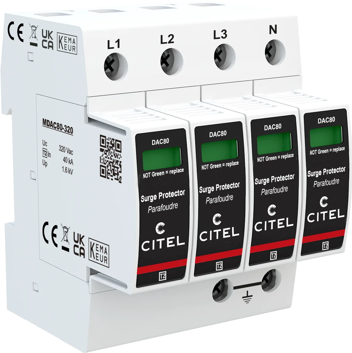 Устройство защиты от импульсных перенапряжений Citel DAC80-40-320 (821210314), тип 2, Imax 80 кА