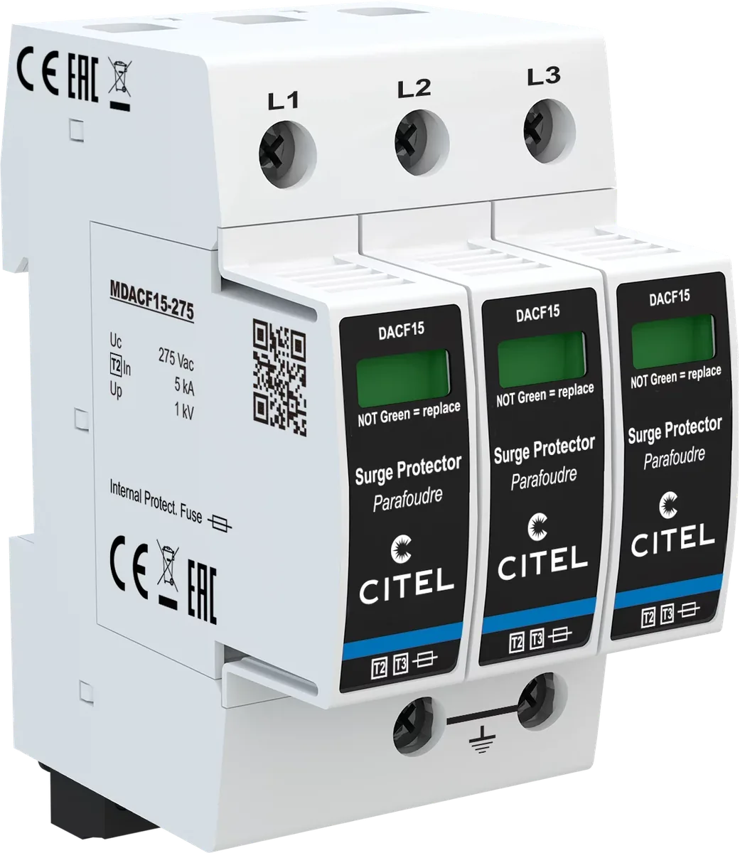 Устройство защиты от импульсных перенапряжений Citel DACF15-30-275 (821310213), тип 2, встроенный предохранитель