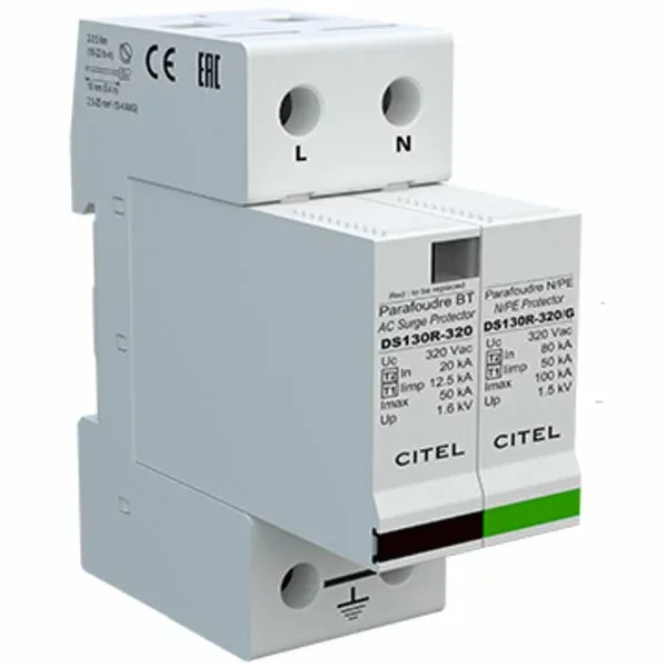 Устройство защиты от импульсных перенапряжений Citel DS132R-400/G (571422), тип 1+2